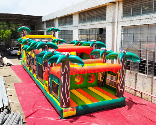 Uzun Palmiye Ağacı Bouncy Castle Şişme Engel Kursu 13.2X4.7X3 M